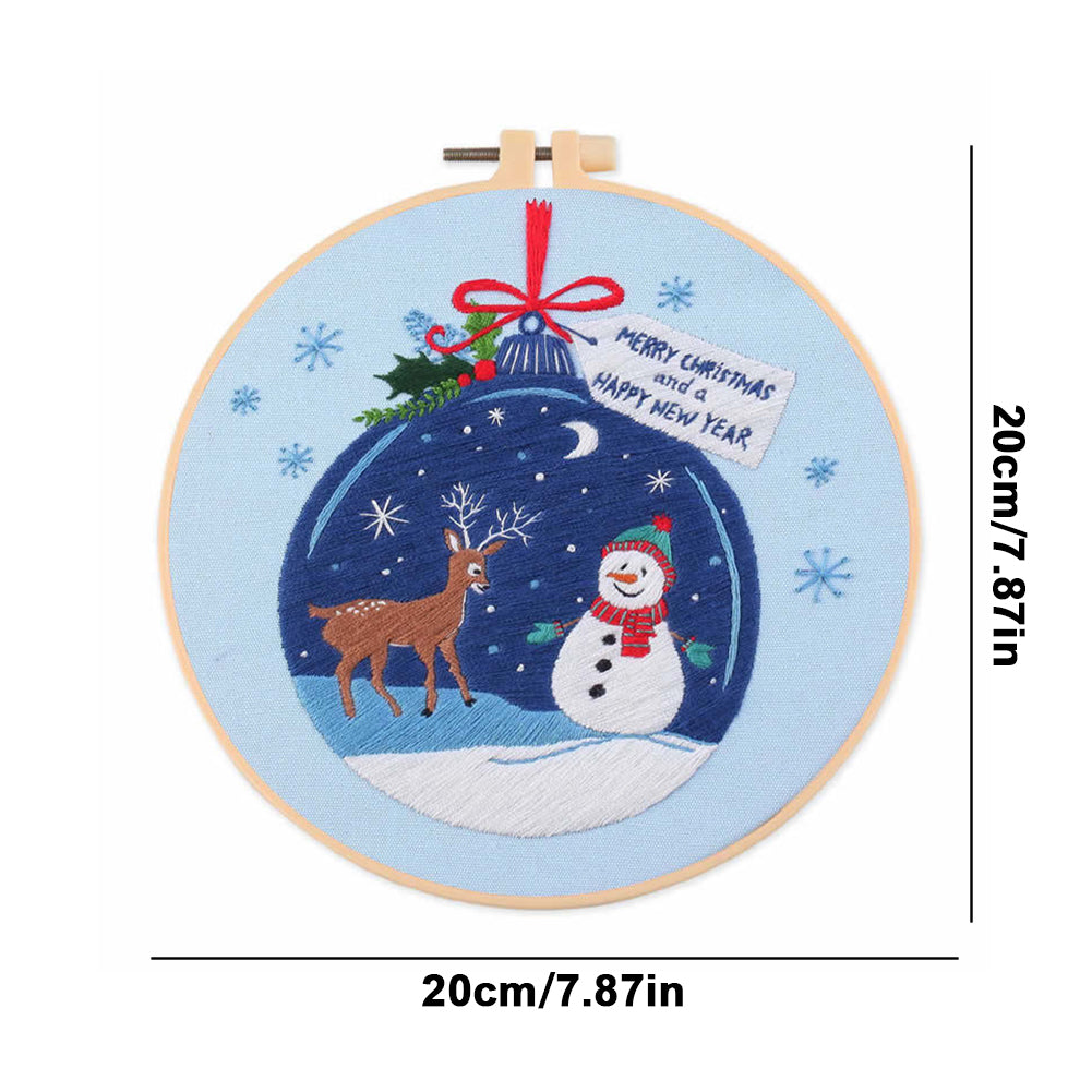 Christmas - DIY Embroidery Cross Stitch Kit with Pattern Cotton Threads Needles Hoop 30x30CM/11.81x11.81in