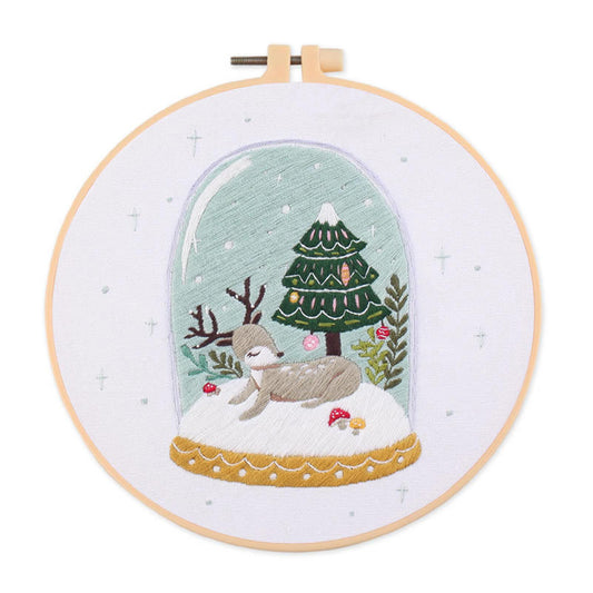 Christmas - DIY Embroidery Cross Stitch Kit with Pattern Cotton Threads Needles Hoop 30x30CM/11.81x11.81in