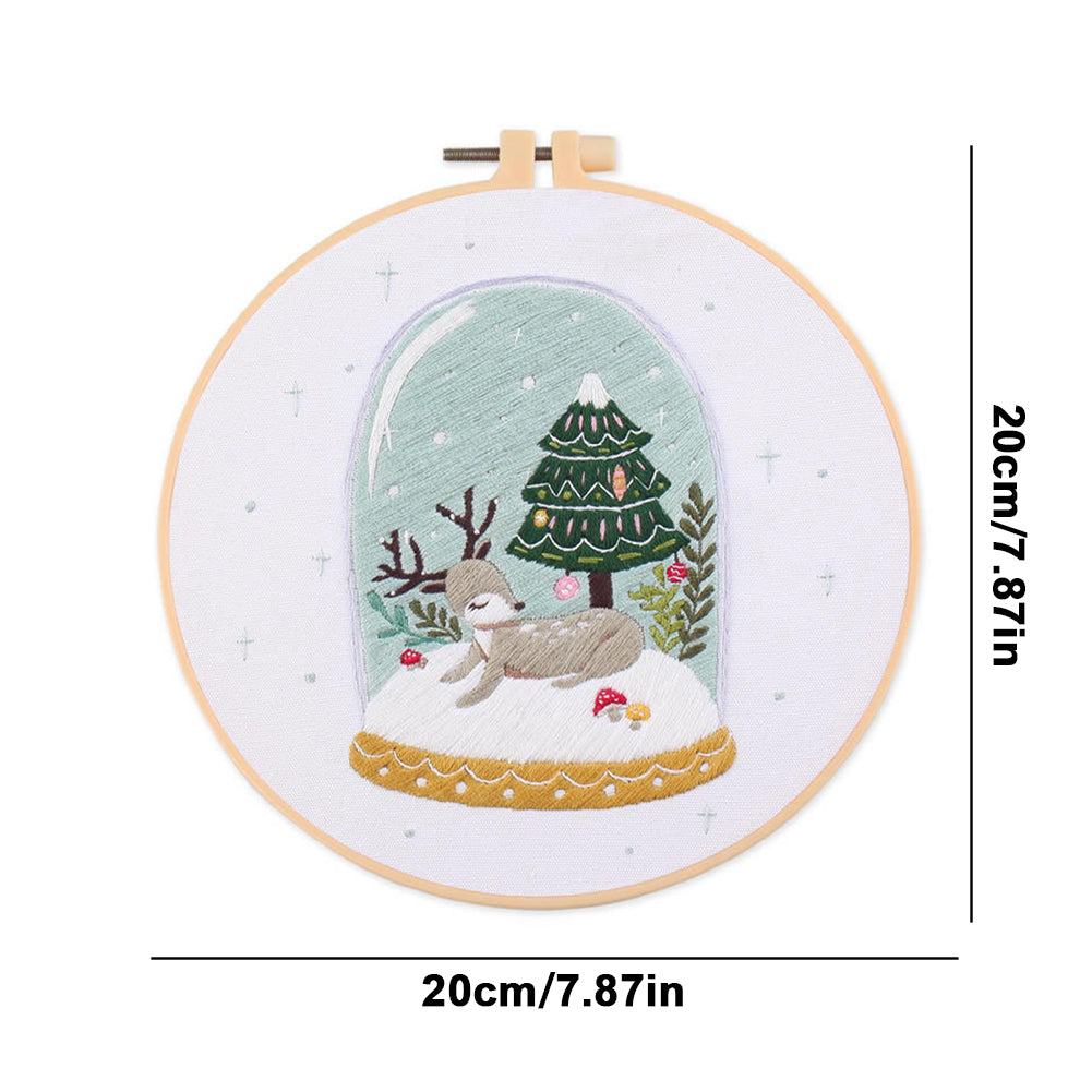 Christmas - DIY Embroidery Cross Stitch Kit with Pattern Cotton Threads Needles Hoop 30x30CM/11.81x11.81in