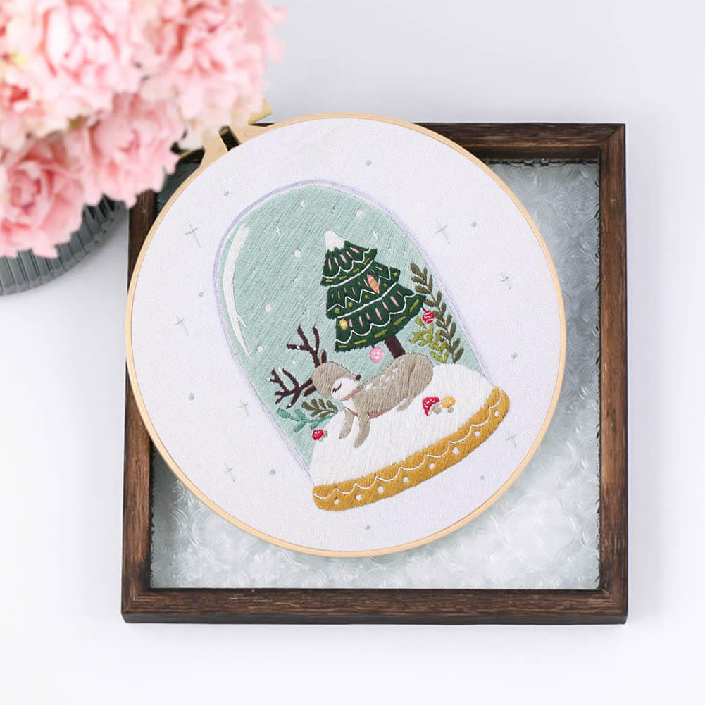 Christmas - DIY Embroidery Cross Stitch Kit with Pattern Cotton Threads Needles Hoop 30x30CM/11.81x11.81in