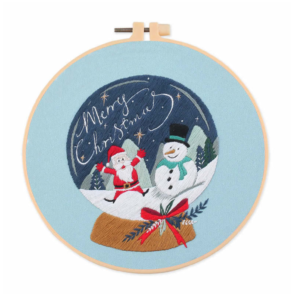 Christmas - DIY Embroidery Cross Stitch Kit with Pattern Cotton Threads Needles Hoop 30x30CM/11.81x11.81in