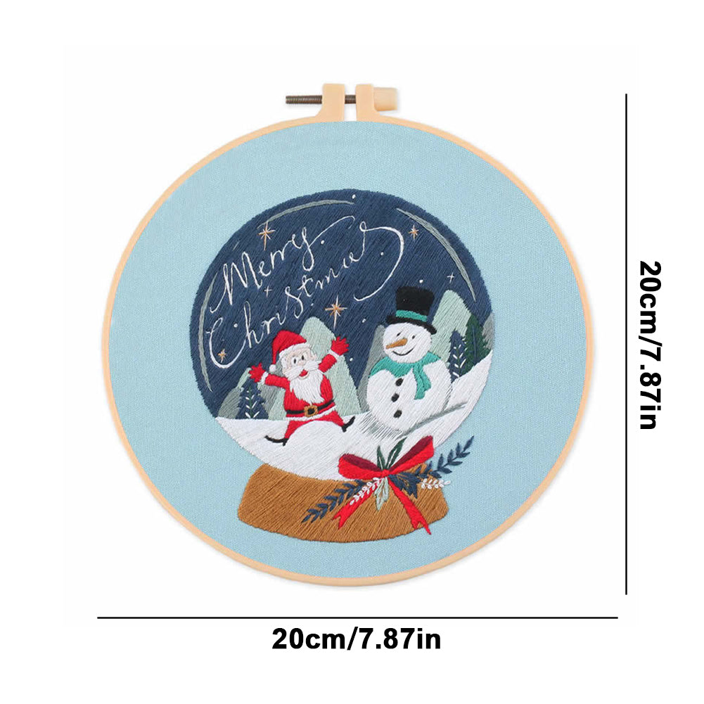 Christmas - DIY Embroidery Cross Stitch Kit with Pattern Cotton Threads Needles Hoop 30x30CM/11.81x11.81in