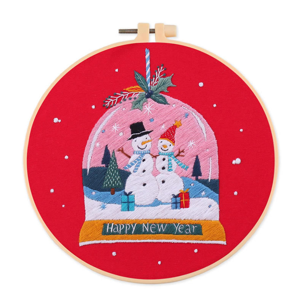 Christmas - DIY Embroidery Cross Stitch Kit with Pattern Cotton Threads Needles Hoop 30x30CM/11.81x11.81in