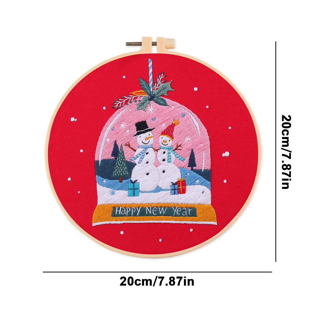 Christmas - DIY Embroidery Cross Stitch Kit with Pattern Cotton Threads Needles Hoop 30x30CM/11.81x11.81in