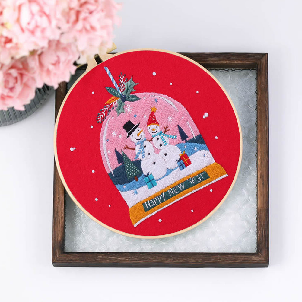 Christmas - DIY Embroidery Cross Stitch Kit with Pattern Cotton Threads Needles Hoop 30x30CM/11.81x11.81in