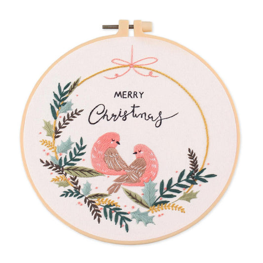 Christmas - DIY Embroidery Cross Stitch Kit with Pattern Cotton Threads Needles Hoop 30x30CM/11.81x11.81in