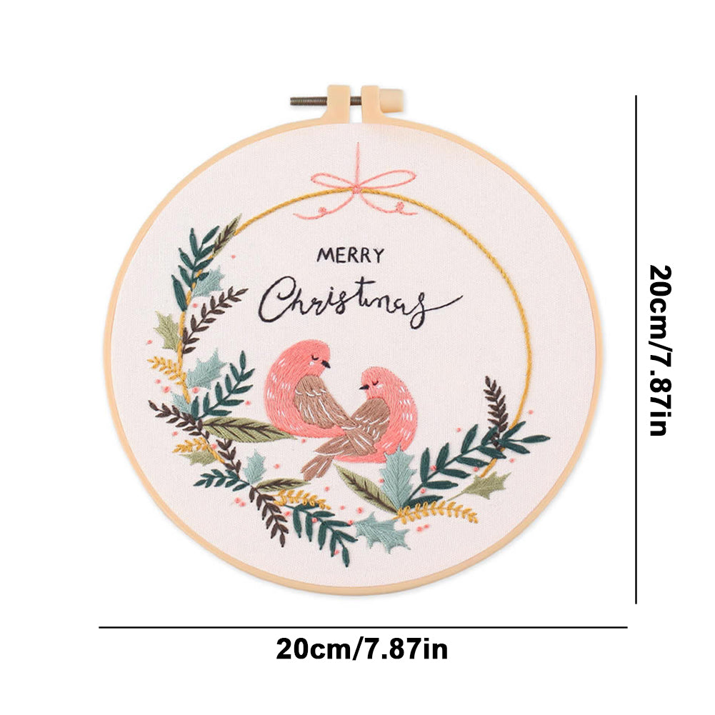 Christmas - DIY Embroidery Cross Stitch Kit with Pattern Cotton Threads Needles Hoop 30x30CM/11.81x11.81in