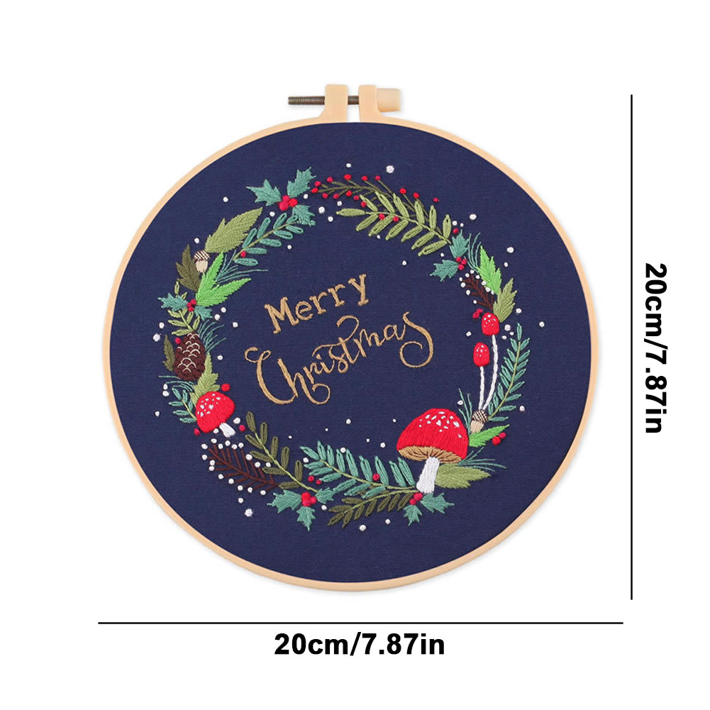 Christmas - DIY Embroidery Cross Stitch Kit with Pattern Cotton Threads Needles Hoop 30x30CM/11.81x11.81in