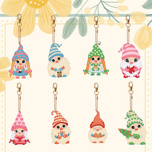 8PCS Double Sided Diamond Art Keyring Full Drill Keyring (Cute Dwarf)