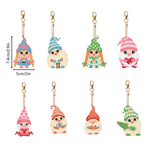 8PCS Double Sided Diamond Art Keyring Full Drill Keyring (Cute Dwarf)