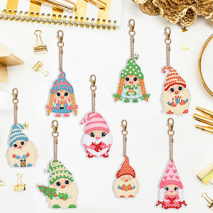 8PCS Double Sided Diamond Art Keyring Full Drill Keyring (Cute Dwarf)