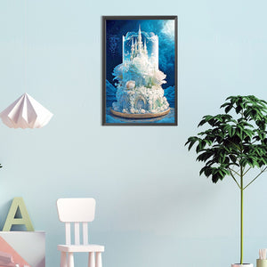 White Rose Castle Cake 30*45CM(Canvas) Full Round Drill Diamond Painting