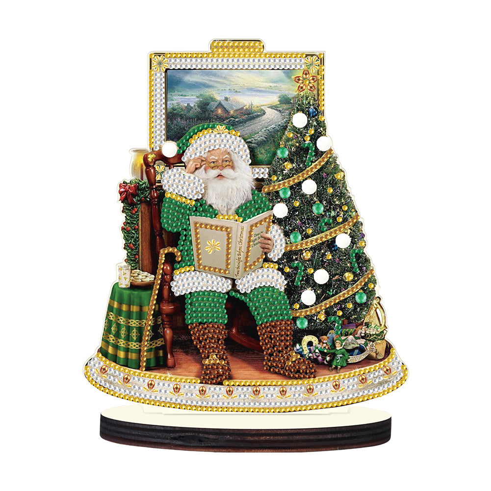 Wooden Christmas Desktop Diamond Painting Ornament Santa (4)