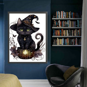 Yishu - Magic Black Cat - 50*65CM 11CT 3 Stamped Cross Stitch
