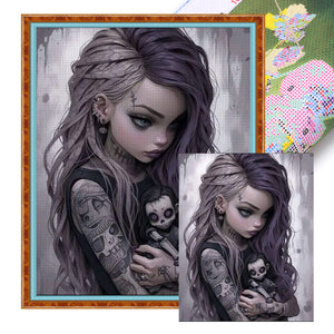 Yishu - Dark Girl - 50*62CM 11CT 3 Stamped Cross Stitch