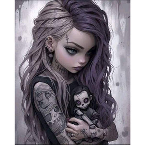 Yishu - Dark Girl - 50*62CM 11CT 3 Stamped Cross Stitch