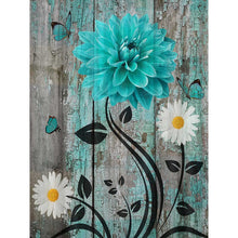 Load image into Gallery viewer, Blue-Green Woodblock Flowers 30*40CM(Canvas) Full Round Drill Diamond Painting
