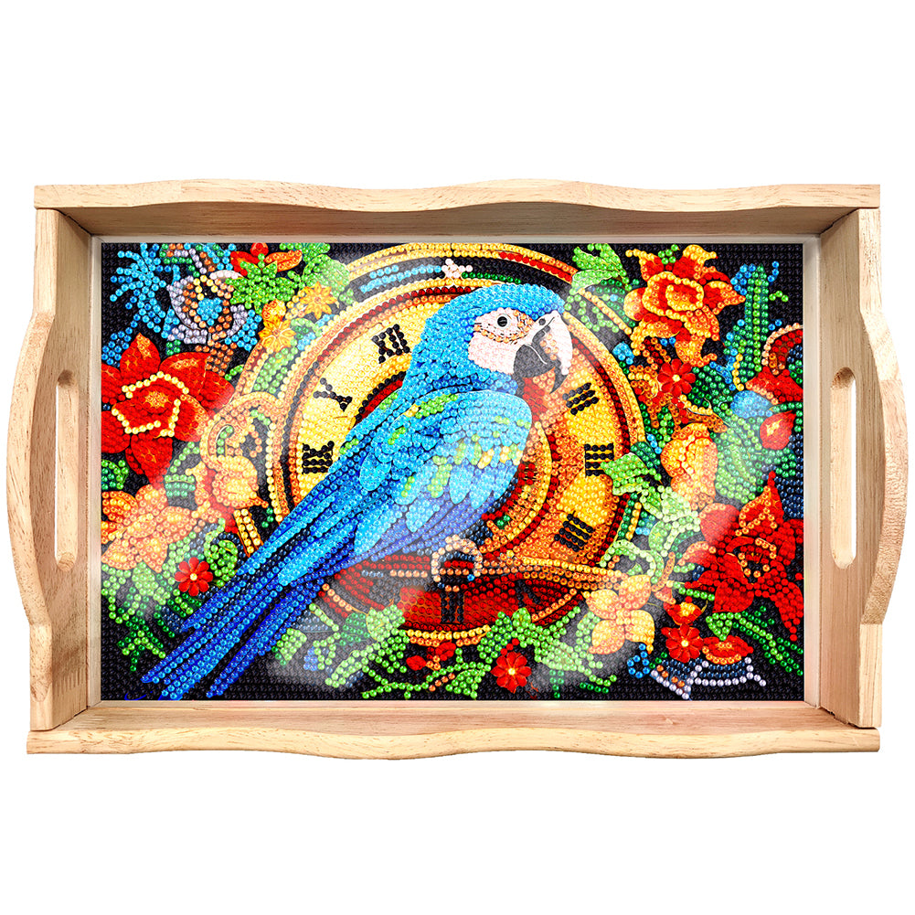 Diamond Painting Nesting Food Trays with Handle Coffee Table Tray (Parrot)