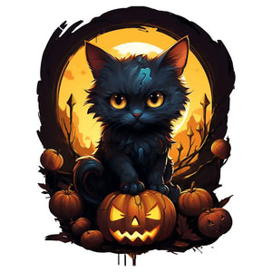 Halloween Black Cat 30*40CM(Canvas) Full Round Drill Diamond Painting