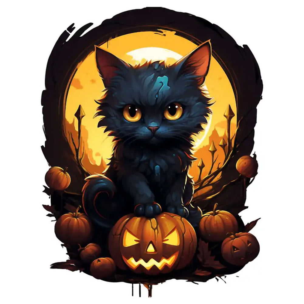 Halloween Black Cat 30*40CM(Canvas) Full Round Drill Diamond Painting