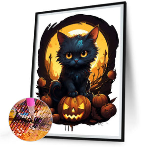 Halloween Black Cat 30*40CM(Canvas) Full Round Drill Diamond Painting