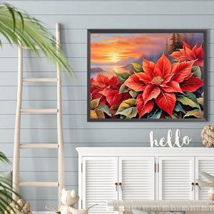 Poinsettia 40*30CM(Canvas) Full Round Drill Diamond Painting
