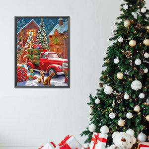 Christmas Classic Car 30*40CM(Canvas) Full Round Drill Diamond Painting