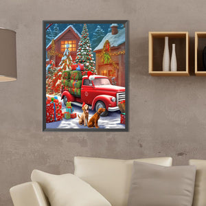 Christmas Classic Car 30*40CM(Canvas) Full Round Drill Diamond Painting