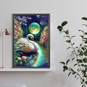 White Swan Under The Starry Sky 40*60CM(Canvas) Full Round Drill Diamond Painting