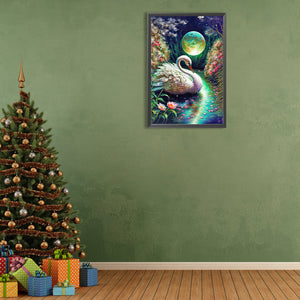 White Swan Under The Starry Sky 40*60CM(Canvas) Full Round Drill Diamond Painting