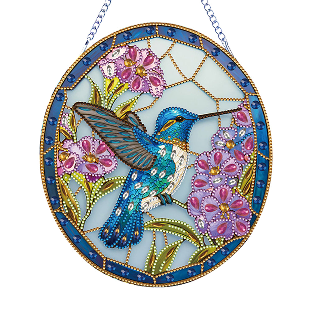 Hummingbird Stained Glass 2D/Flat DIY Diamond Art Single-Sided Drill Pendants