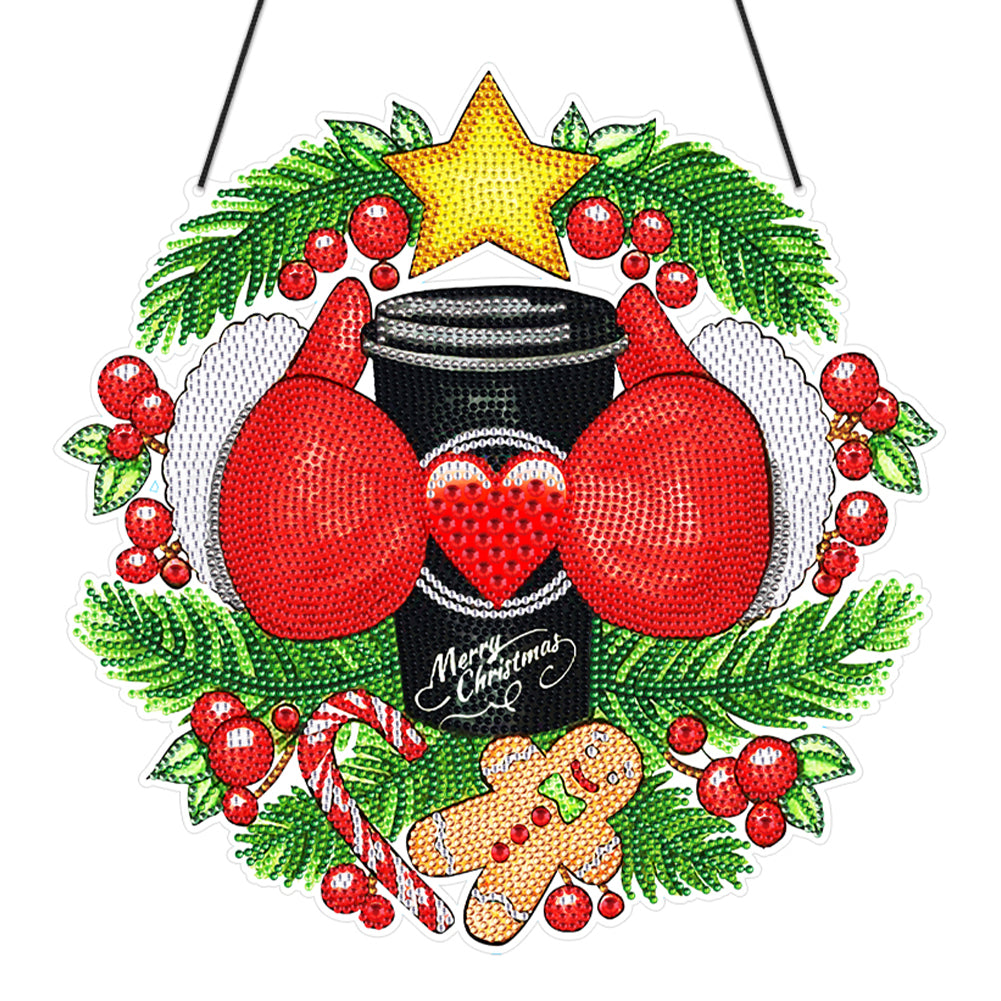 Christmas Xmas Decor Special Shaped Diamond Painting Wall Decor Wreath (Torso)