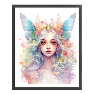Yishu - Colorful Butterfly And Flower Girl - 50*60CM 11CT 3 Stamped Cross Stitch