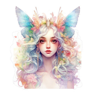 Yishu - Colorful Butterfly And Flower Girl - 50*60CM 11CT 3 Stamped Cross Stitch