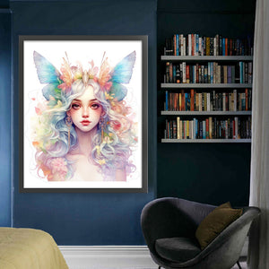 Yishu - Colorful Butterfly And Flower Girl - 50*60CM 11CT 3 Stamped Cross Stitch