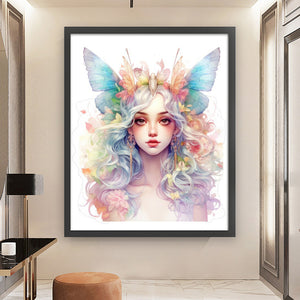 Yishu - Colorful Butterfly And Flower Girl - 50*60CM 11CT 3 Stamped Cross Stitch