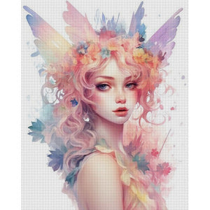 Yishu - Colorful Butterfly And Flower Girl - 50*60CM 11CT 3 Stamped Cross Stitch