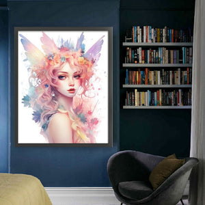 Yishu - Colorful Butterfly And Flower Girl - 50*60CM 11CT 3 Stamped Cross Stitch
