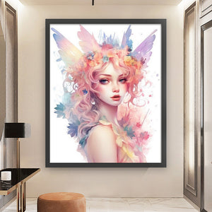Yishu - Colorful Butterfly And Flower Girl - 50*60CM 11CT 3 Stamped Cross Stitch