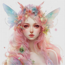 Load image into Gallery viewer, Yishu - Colorful Butterfly And Flower Girl - 50*50CM 11CT 3 Stamped Cross Stitch
