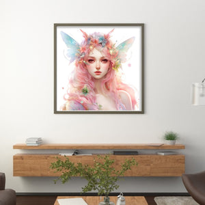 Yishu - Colorful Butterfly And Flower Girl - 50*50CM 11CT 3 Stamped Cross Stitch