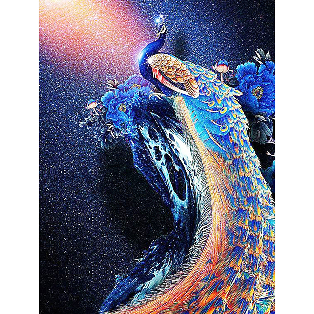 Peacock Under The Stars 30*40CM(Canvas) Full Round Drill Diamond Painting