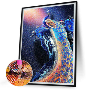 Peacock Under The Stars 30*40CM(Canvas) Full Round Drill Diamond Painting