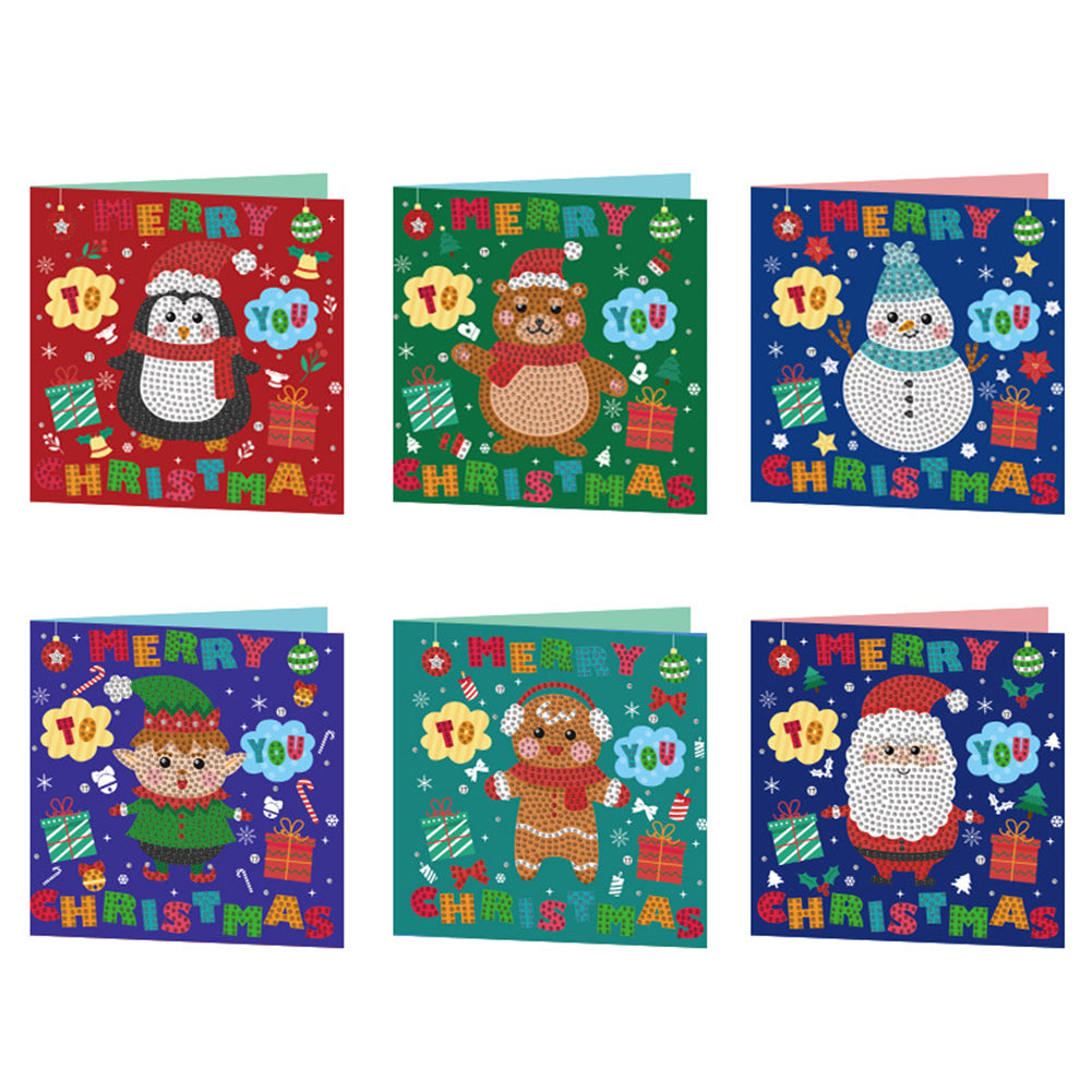 6PCS DIY Diamond Painting Card Elk Christmas Diamond Drawing Card 30x15cm (2)