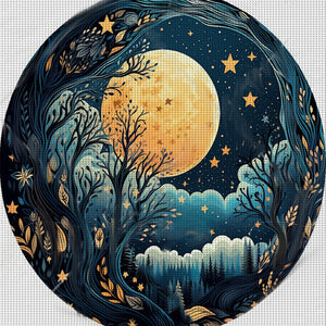 Huancan - Moonlight Scenery - 50*50CM 11CT 3 Stamped Cross Stitch