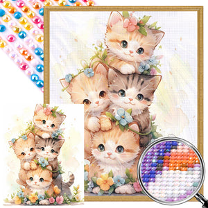 Cat Stacking Game 40*50CM(Picture) Full Round Drill Diamond Painting