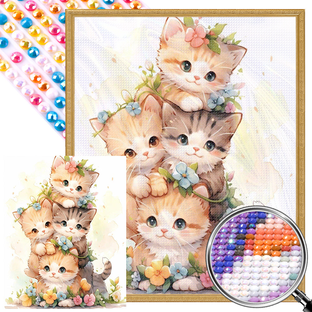 Cat Stacking Game 40*50CM(Picture) Full Round Drill Diamond Painting