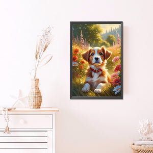 Happy Dog 40*60CM(Picture) Full Round Drill Diamond Painting