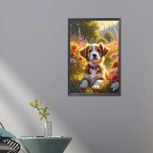 Happy Dog 40*60CM(Picture) Full Round Drill Diamond Painting
