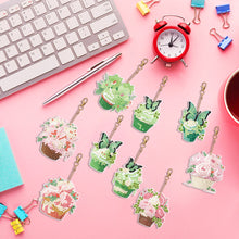 Load image into Gallery viewer, 9PCS Double Sided Special Shape Diamond Art Keyring (Dessert Flowers)
